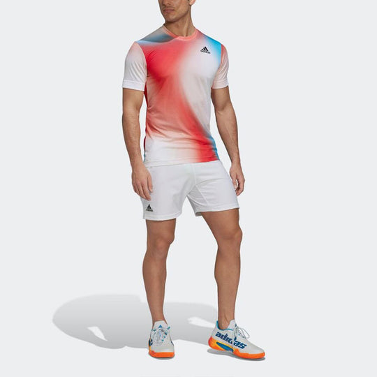 Men's adidas Contrasting Colors Gradient Logo Printing Round Neck Short Sleeve Multicolor T-Shirt H67126