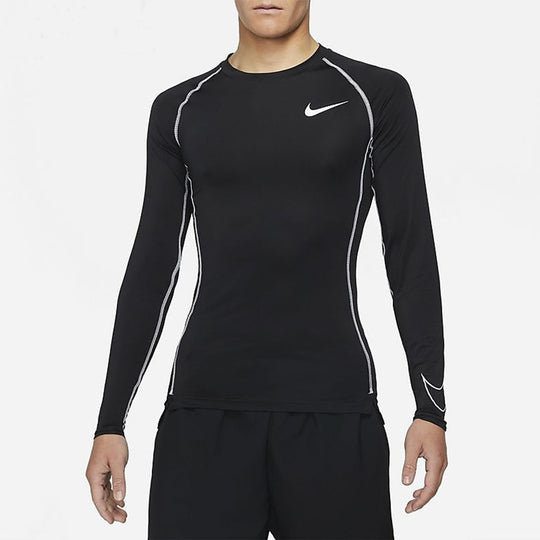 Nike Pro Dri-fit Athleisure Casual Sports Round Neck Long Sleeves Blac ...