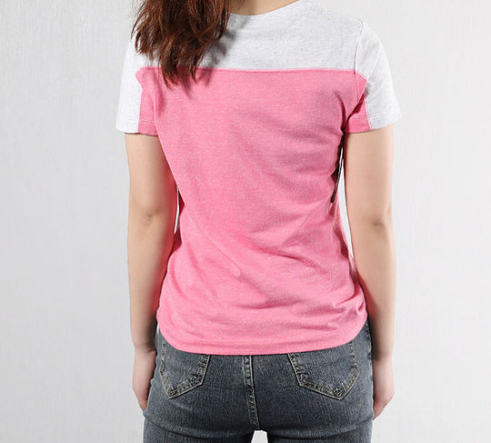 (WMNS) Nike Sportswear Colorblock Round Neck Breathable Short Sleeve 'Pink Grey' AR3795-054