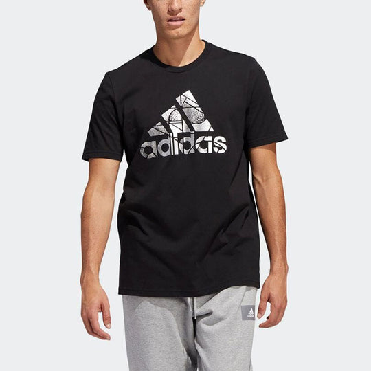 Men's adidas Alphabet Logo Printing Round Neck Sports Short Sleeve Japanese Version Black T-Shirt HE4789