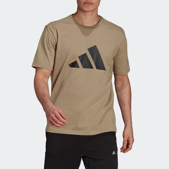Men's adidas Geometry Pattern Round Neck Pullover Short Sleeve Brown T-Shirt H39751