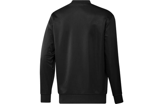 Men's adidas originals Stripe Solid Color Round Neck Pullover Long Sleeves Black HC1918