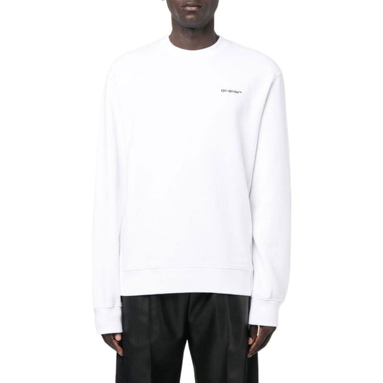 Men's Off-White SS22 Solid Color Logo Printing Round Neck Long Sleeves Version White OMBA057F22FLE01101100110