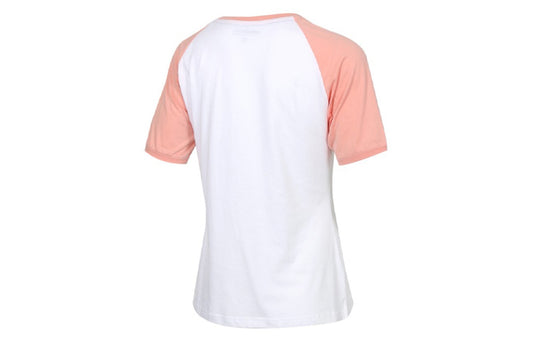 adidas neo Colorblock logo Printing Short Sleeve White Pink DW7949
