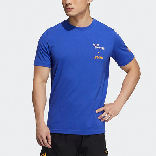 Men's adidas Bjm Map Tee 40th Anniversary Of Northern Malaysia Round Neck Sports Short Sleeve Navy Blue T-Shirt HE2940
