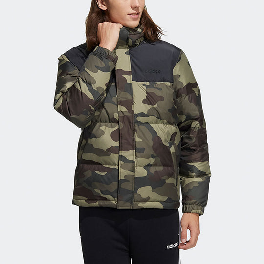 adidas neo M Dwn Camo Puff Camouflage Colorblock Sports With Down Feather Jacket Camouflage H45238