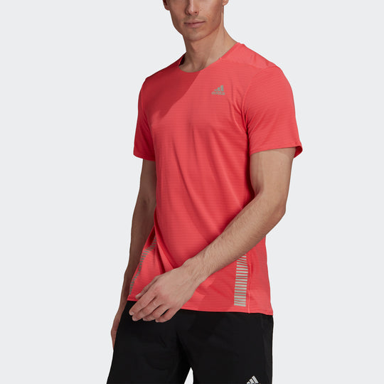 adidas Premium Tee M Running Sports Short Sleeve Pink Red Fluorescence H32560