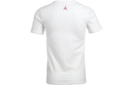 Men's Air Jordan Cartoon Anime Alphabet Printing Round Neck Short Sleeve White T-Shirt 683962-100
