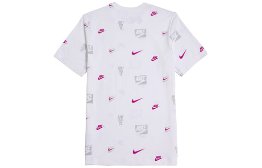Nike Full Print logo Athleisure Casual Sports Round Neck Short Sleeve White CV8963-100