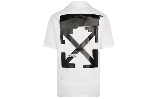 Men's OFF-WHITE FW21 Large Arrow Printing Pattern Casual Loose Fit White Shirt OMGA163S21FAB0100110 Shirt - KICKSCREW