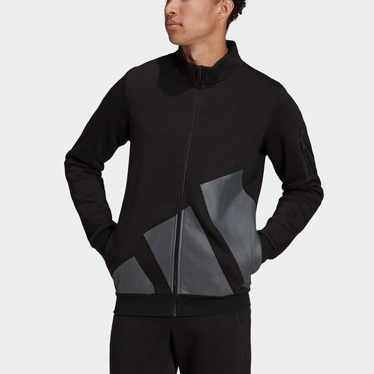 adidas Fleece Jacket M Logo Printing Sports Black HI1187
