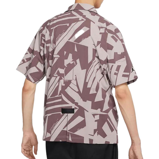 Men's Air Jordan Printing Knit Short Sleeve Pink Brown Shirt DM3109-218