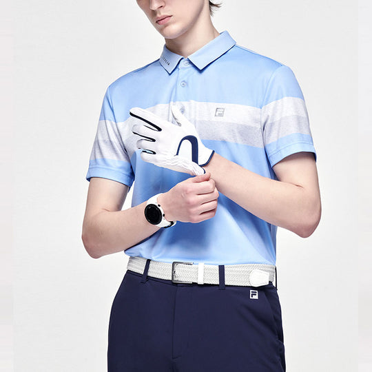 Men's Fila Athletics Minimalistic Stripe Short Sleeve Polo Shirt Blue A11M125161F-LB T-shirts - KICKSCREW