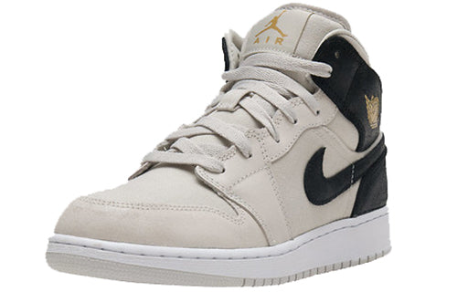 (GS) Air Jordan 1 Retro Mid 'Light Bone' 554725-023 Big Kids Basketball Shoes  -  KICKS CREW
