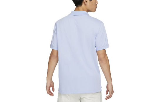 Men's Nike Sportswear Solid Color Lapel Short Sleeve Light Sea Blue Polo Shirt CJ4457-548