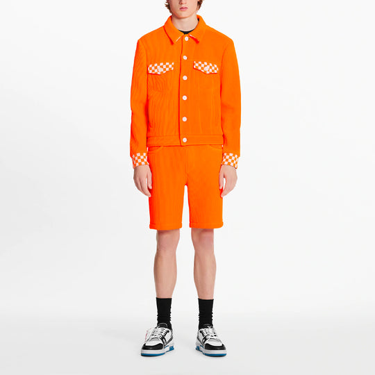 LOUIS VUITTON LV SS21 Lapel Checkered Jacket For Men Orange 1A8OZY