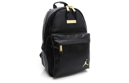 Air Jordan Snake Pattern PU Leather Large Capacity Schoolbag Backpack Black / Gold Color DO9259-011