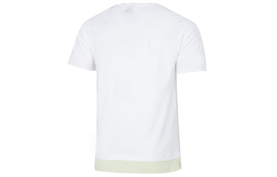 Men's adidas Colorblock Athleisure Casual Sports Short Sleeve White T-Shirt HE9921