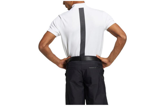 Men's adidas Large Logo Printing Half Turtleneck Short Sleeve White T-Shirt HG8304