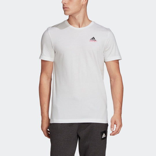 adidas Doodle Emblem Sports Stylish Printing Short Sleeve White FN1749