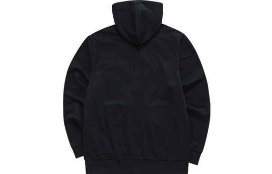 Men's FILA FUSION Big Pocket Splicing Logo Hooded Knit Jacket Dark Black T11M133501F-BK