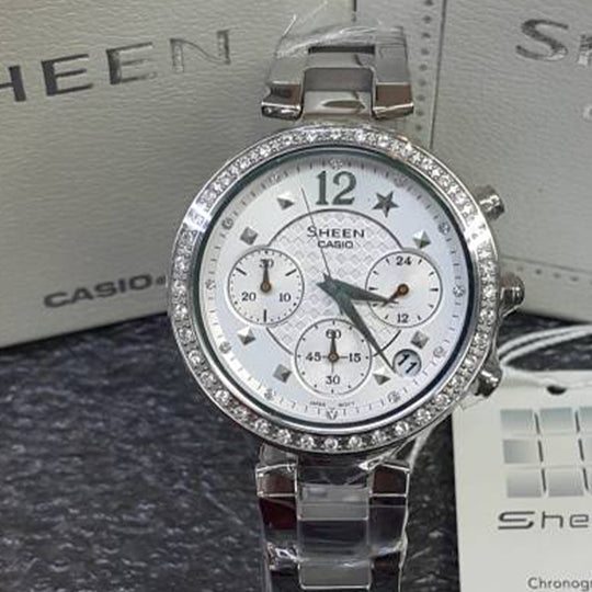 CASIO SHEEN Waterproof Stainless Steel Strap White Analog SHN-5014D-7A