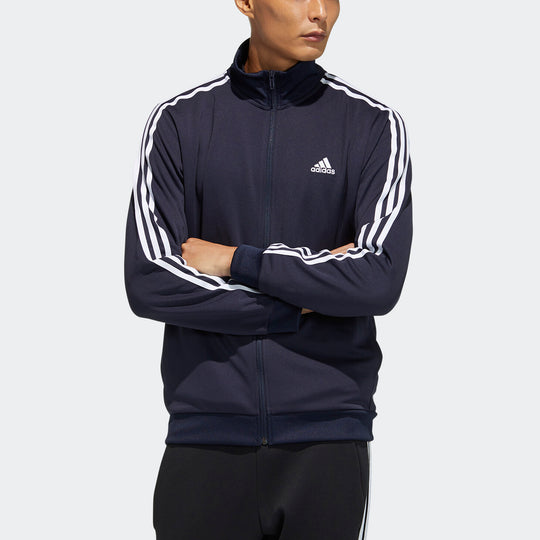 adidas Stripe Stand Collar Zipper Breathable Sports Jacket Blue GN0750