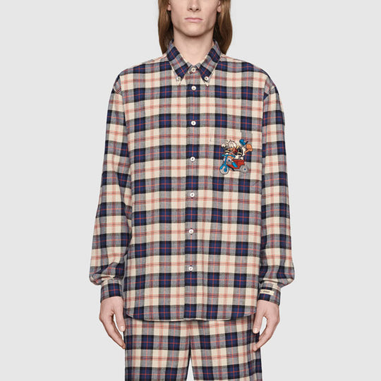 GUCCI x Disney Crossover SS21 Donald Duck Plaid Long Sleeves Shirt Colorblock 649066-ZAGG4-9038 Shirt - KICKSCREW