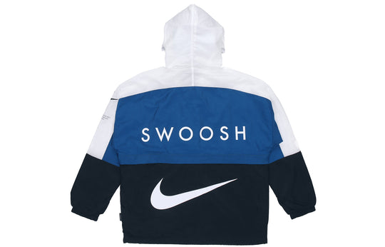 Nike Sportswear Swoosh Contrast Color Stitching Sports hooded Woven Jacket Blue DJ8038-401