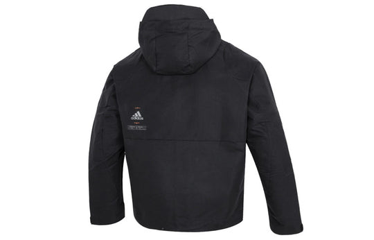 Men's adidas Th Protek Wvjkt Athleisure Casual Sports Solid Color Hooded Woven Jacket Black HM5165