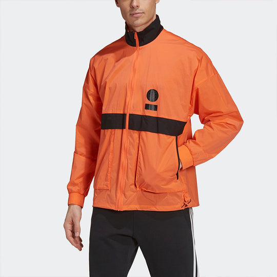 adidas Zipper Big Pocket Contrasting Colors Sports Jacket Orange Yellow GU1757