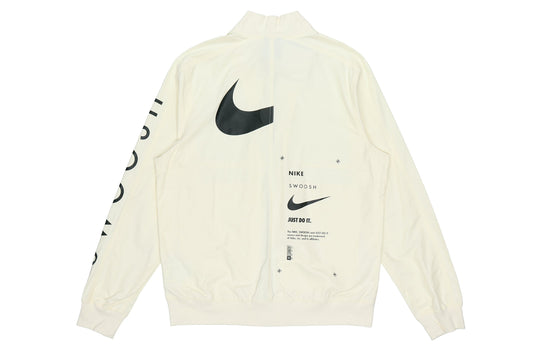 Nike Sportswear Swoosh Logo Print Sports Jacket Men's White DJ5368-110