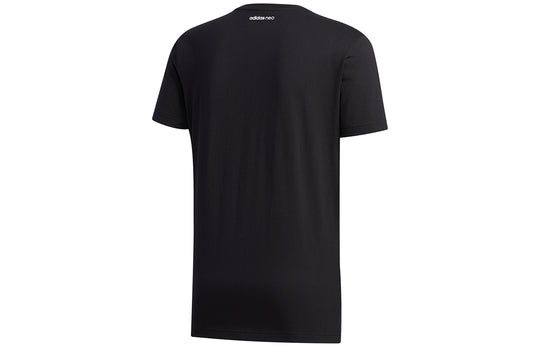 adidas neo M Faves Tee Logo Printing Sports Short Sleeve Black FP7356