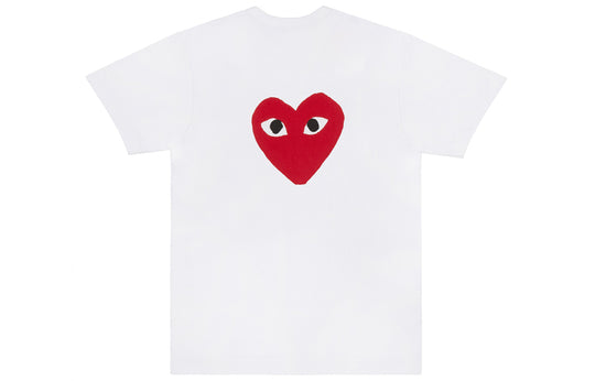 CDG Play Double Sided Red Printing Short Sleeve White AZ-T221-051-1