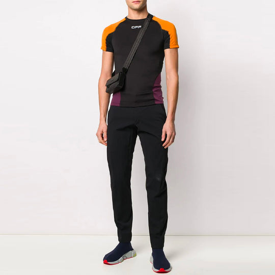 Men's OFF-WHITE Colorblock Sports Short Sleeve Slim Fit Version Black OMVA001R20G500191991 T-shirts - KICKSCREW