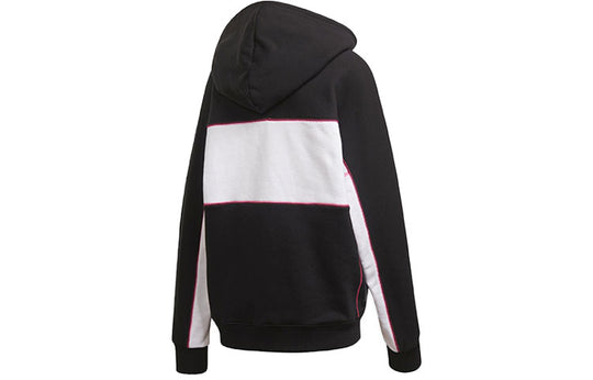 (WMNS) adidas originals Long Large Logo Contrasting Colors Hooded Long Sleeves Pullover Black Hoodie FH7564