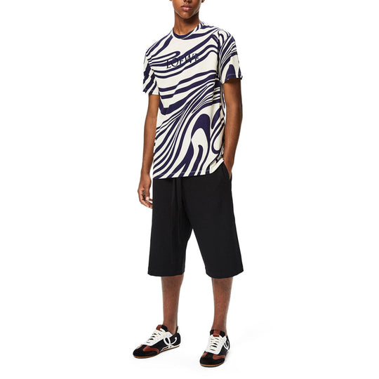 Men's LOEWE Stripe Cotton Short Sleeve White Blue H526341X72-2091