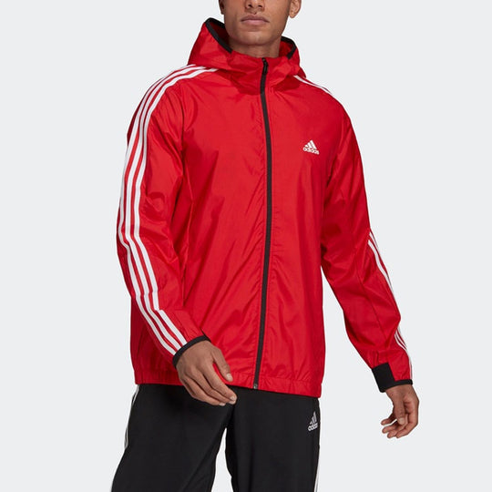adidas Men's Sport Woven Windbreaker Jacket Red GQ0624
