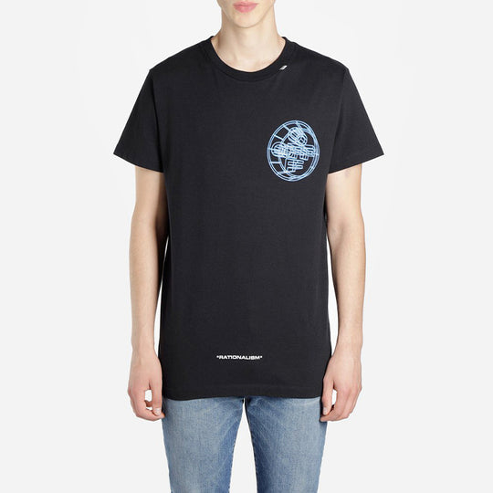 Men's OFF-WHITE Logo Printing Short Sleeve Black T-Shirt OMAA027R201850031088 T-shirts - KICKSCREW