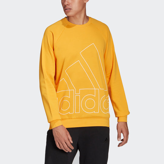 Men's adidas Big Lo Swt Ft Logo Printing Casual Sports Round Neck Yellow HB5088