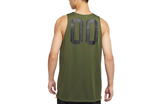 Men's Nike Sports Creative Printing Running Basketball Jersey/Vest Green DH6756-355