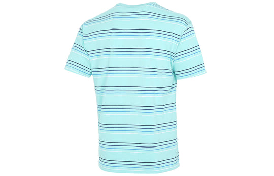 Men's Nike Sportswear Embroidered Logo Stripe Loose Knit Sports Short Sleeve Blue Green T-Shirt DB6532-307