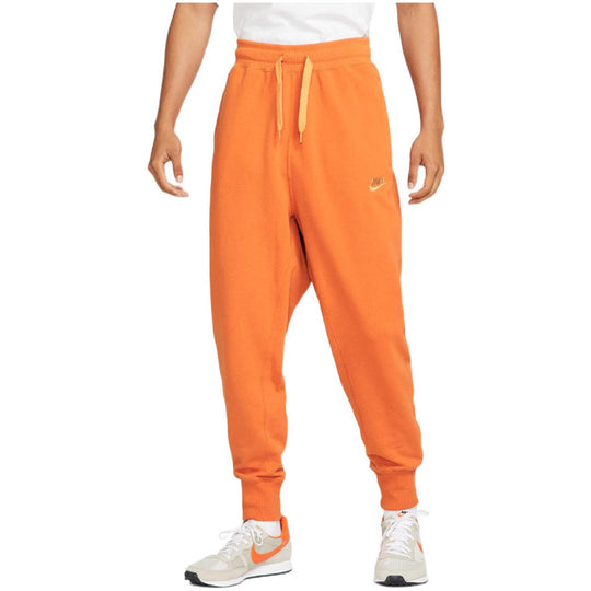 Men's Nike Sportswear Embroidered Logo Solid Color Bundle Feet Sports Pants/Trousers/Joggers Autumn Orange DA0019-816