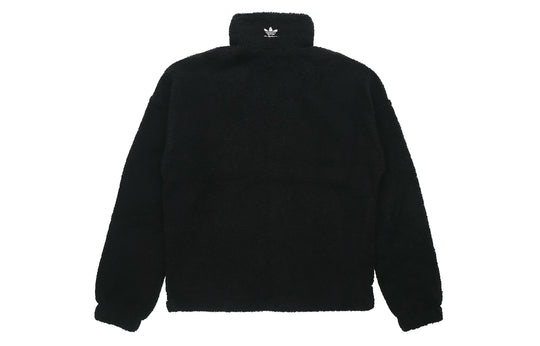 adidas originals Contrasting Colors Large logo Pattern lamb's wool Jacket Black GC8695