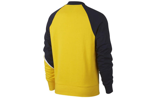 Men's Nike French Terry Colorblock Round Neck Pullover White Yellow Black Hoodie AR3088-728 Hoodie - KICKSCREW