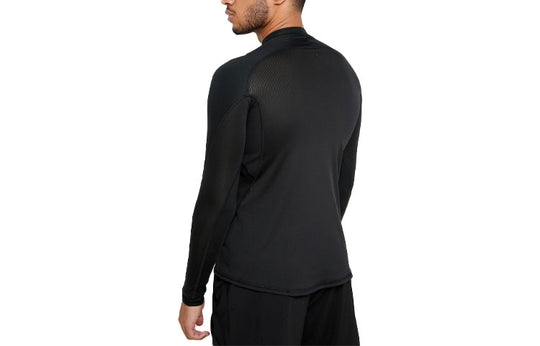 Men's adidas Logo Printing Round Neck Pullover Long Sleeves Black T-Shirt DW4147