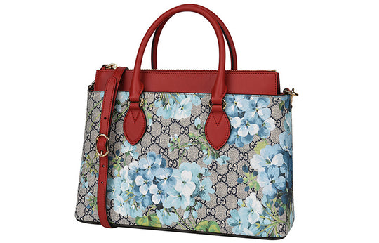 (WMNS) Gucci GG Blooms Logo Printing Canvas handbag Beige / Blue / Red Classic 546316-KU2IG-8492