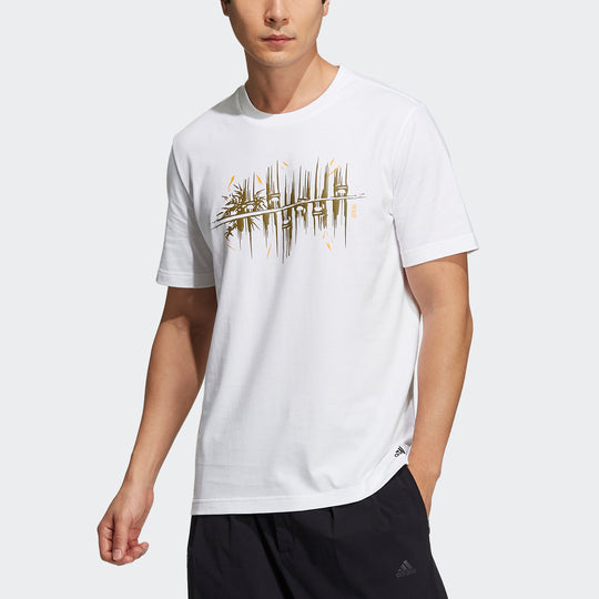 Men's adidas Wj Story Tee Martial Arts Series Printing Sports Round Neck Short Sleeve White T-Shirt H39333