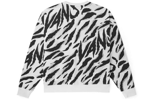 Vans Tiger Stripes Pattern Round Neck Pullover White Black VN0002BPYM8
