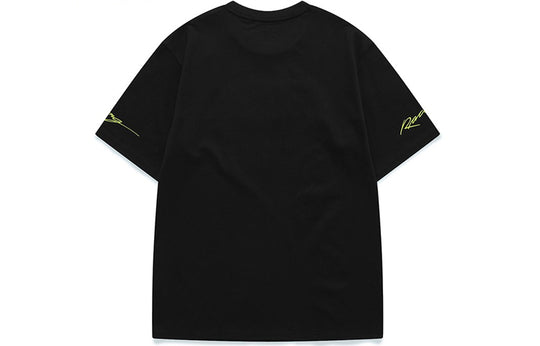 FILA FUSION Logo Embroidered Loose Sports Short Sleeve Black T11M123107F-BK